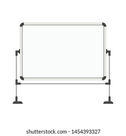 Empty white marker board isolated on white background. Blank whiteboard in realistic style. Office Whiteboard template. Business presentation, education concept. Vector illustration EPS 10.