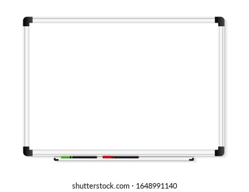 Placa de marcador blanco vacía sobre fondo transparente. Whiteboard de oficina realista. Ilustración del vector