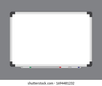 Placa de marcador blanco vacía sobre fondo transparente. Whiteboard de oficina realista. Ilustración del vector