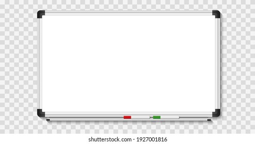 Empty white marker board on transparent background. Realistic office Whiteboard. Vector illustration - Shutterstock ID 1927001816