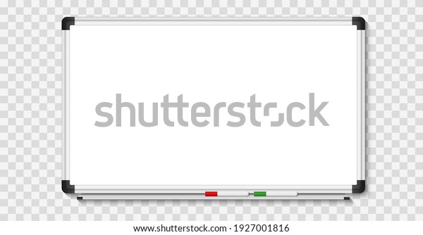 Empty white marker board\
on transparent background. Realistic office Whiteboard. Vector\
illustration