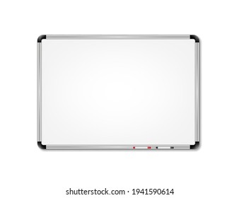 Empty white marker board.Vector illustration isolated on white background.Eps 10.