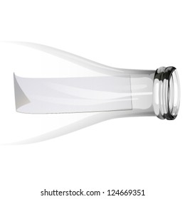 Empty white note into a glass bottle. vector design