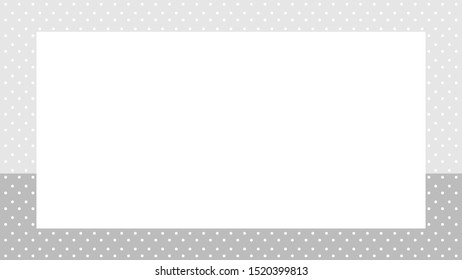 empty white on polka dot grey background for banner copy space, template invitation card pattern polka dot pastel, horizontal square white on polka dot cute pastel soft for banner advertising