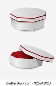 Empty white package box mock-up. Vector illustration.