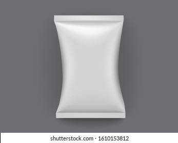 Empty white paper packaging isolated on dark background. vector mock up.