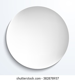 Empty White Paper Plate. Vector Round Plate Illustration On White Background. Plate Background For Your Design.