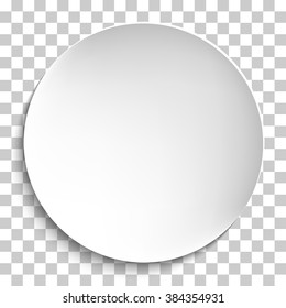 Empty white paper plate. Vector round plate Illustration on transparent background. Plate background for your design.