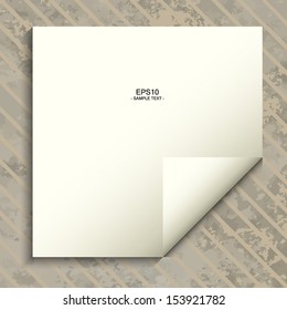 Empty white paper sheet on vintage texture background - Vector illustration