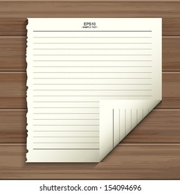 Empty white paper sheet on wooden background - Vector illustration