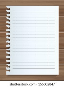 Empty white paper sheet on wooden background - Vector illustration