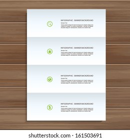 Empty white paper sheet on wooden background - Vector illustration