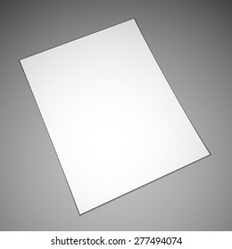 Empty white paper sheet on grey background