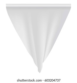 Empty white pennant mockup. Realistic illustration of empty white pennant vector mockup for web