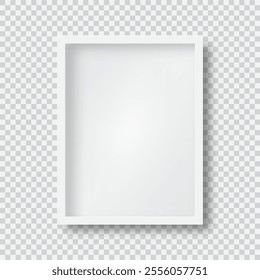 Empty white picture frame mock up on transparent background for your design, Vector Illustration