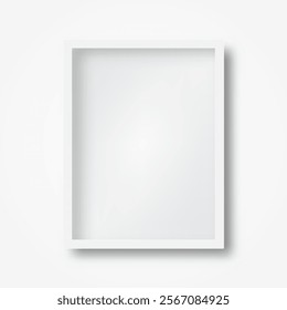 Empty white picture frame mock up on white background for your design, Vector Illustration