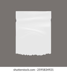Empty white plastic bag on gray background. Plastic bag with texture. Simple plastic design. Minimalist  bag illustration concept. Minimal illustration vector.