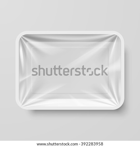 Empty White Plastic Food Container on Gray