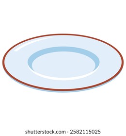 Empty white plate with a brown rim perfect for food photography, restaurant menus, culinary blogs, kitchenware products, and table setting concepts.