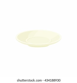 Empty white plate icon in cartoon style