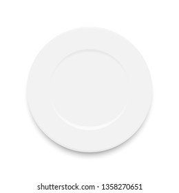 empty white plate isolated on white background. Vector illustration.