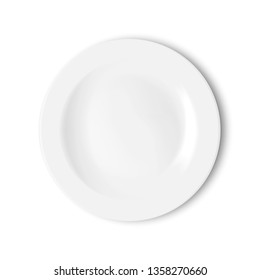 empty white plate isolated on white background. Vector illustration.