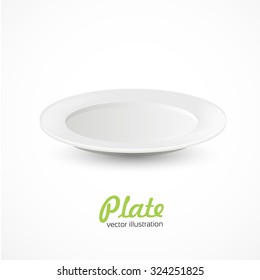Empty white plate on white background