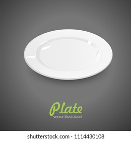 Empty white plate on the grey background