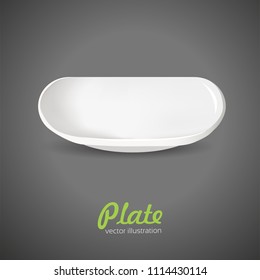 Empty white plate on the grey background