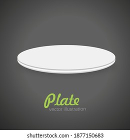 Empty white plate on the grey background