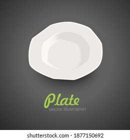 Empty white plate on the grey background