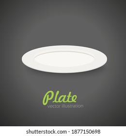 Empty white plate on the grey background
