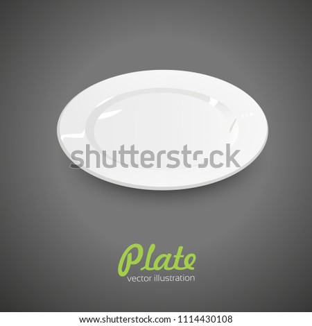 Empty white plate on the grey background