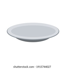 empty white plate vector graphic illustration