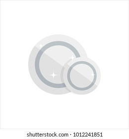 Empty white plates isolated on white background. Big and small clean dishes - flat vector illustration