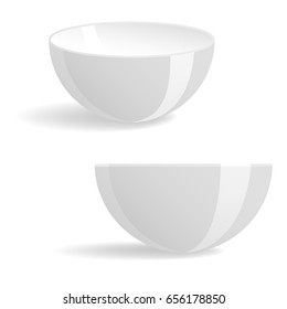 Empty white plates set isolated vector illustration templates dinner design blank clean tableware