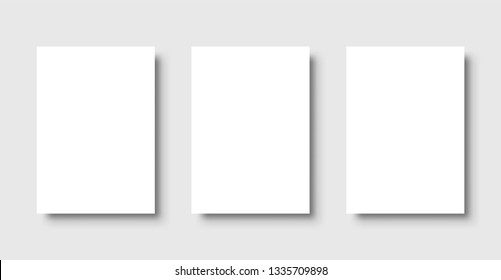 Empty white poster. Paper blank template. Vector illustration.