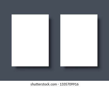 Empty white poster. Paper blank template. Vector illustration.