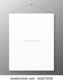empty white poster paper hanging on the wall. vector.