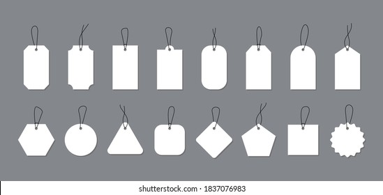 Empty white price tags set. Papers labels for promotion design. Discount coupon.