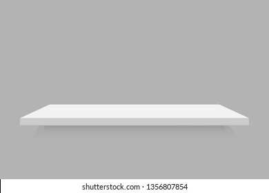 Empty white retail shelf. Realistic vector bookshelf