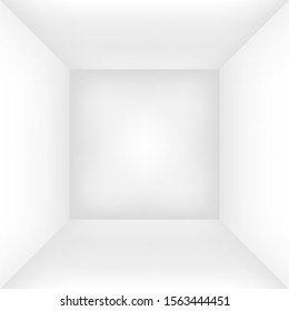 Empty white room or box. Interior background mock up for your design. Vector illustration.