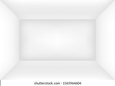 Empty white room or box. Interior background mock up for your design. Vector illustration.