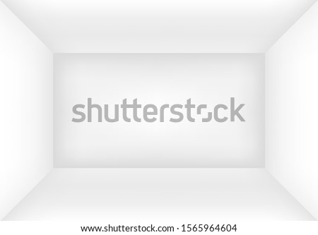 Empty white room or box. Interior background mock up for your design. Vector illustration.