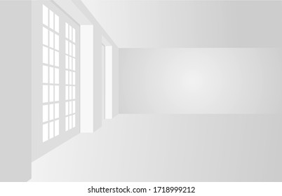 Empty white room with white door and white wall.  luxurious interior. vector illustration,