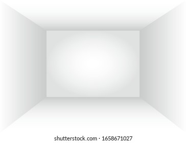 Empty White Room Indoor. Mockup Inner Space Of Box For Exhibition, Advertising And Presentation. Vector Illustration