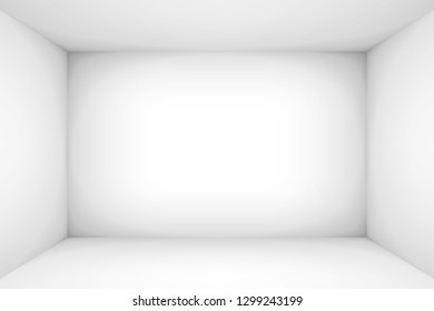 Empty white room. The inner space of the box. Vector design illustration. Mock up for you business project