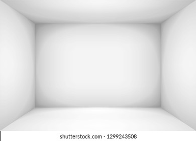 Empty white room. The inner space of the box. Vector design illustration. Mock up for you business project