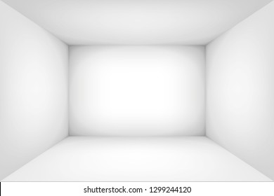 Empty white room. The inner space of the box. Vector design illustration. Mock up for you business project