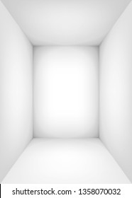 Empty white room. The inner space of the box. Vector design illustration. Mock up for you business project